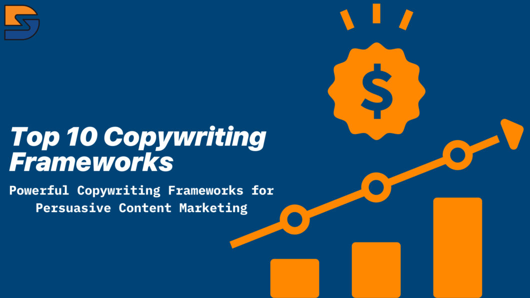 A featured image on shubhamdavey.com listing top 10 copywriting frameworks with examples, pros & cons, perceptions, & mini how to apply guide.