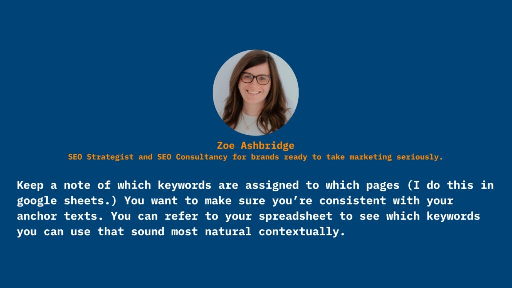 Zoe Ashbridge shares her expertise on internal links, especially for first-time founders.