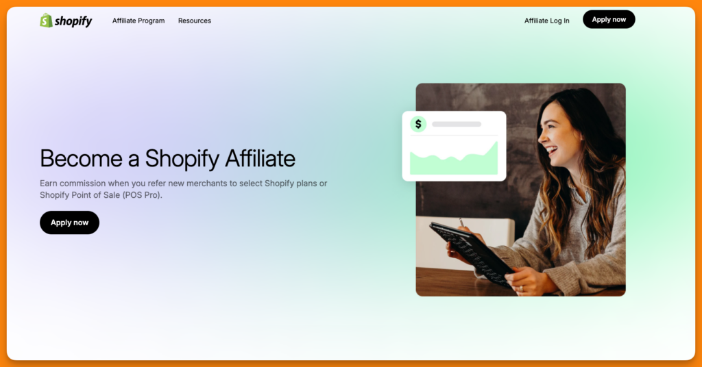 High paying affiliate program Shopify affiliate landing page