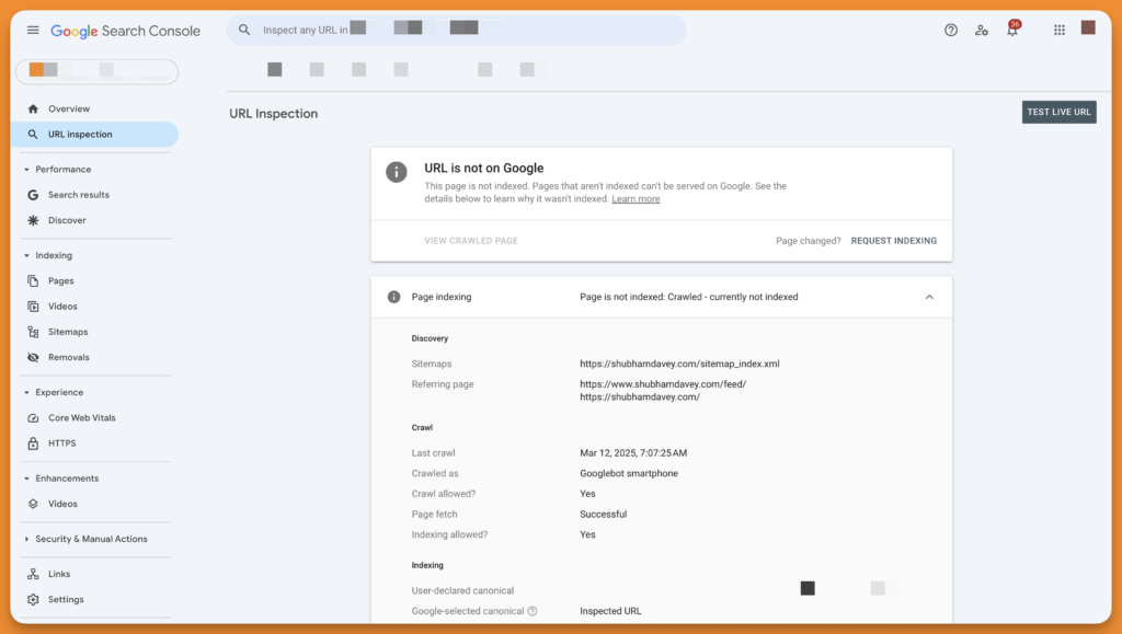 CleanShot 2025 04 07 at 17.39.18@2x Screenshot from Google search console showing a URL for pending indexation.