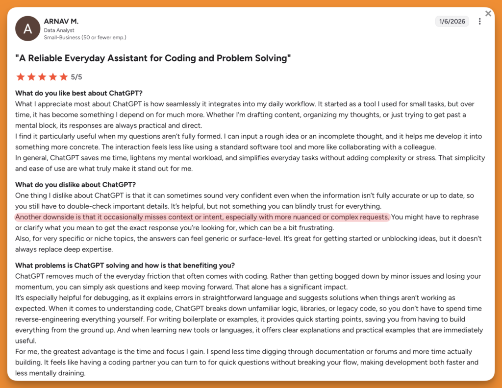 ChatGPT intent review