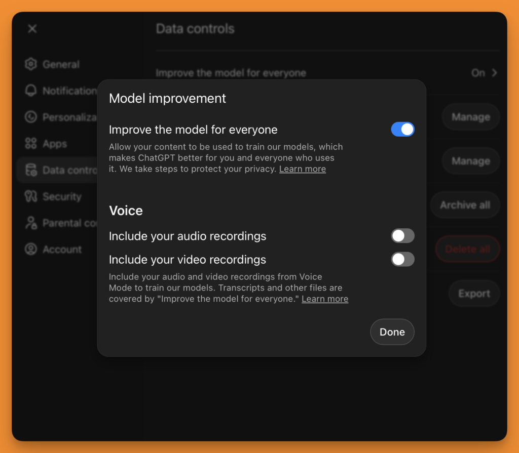ChatGPT privacy feature