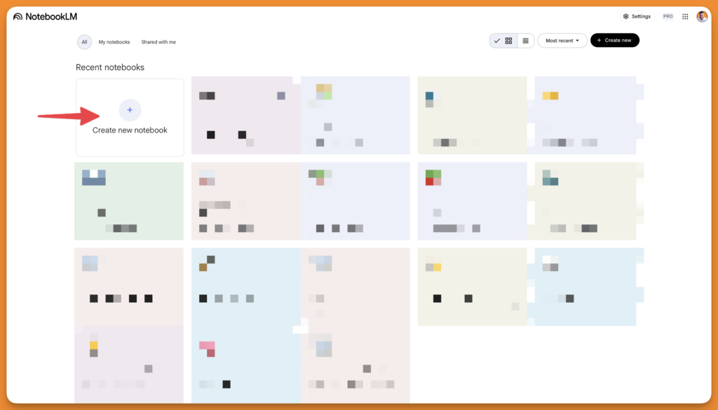 Create a new notebook in NotebookLM