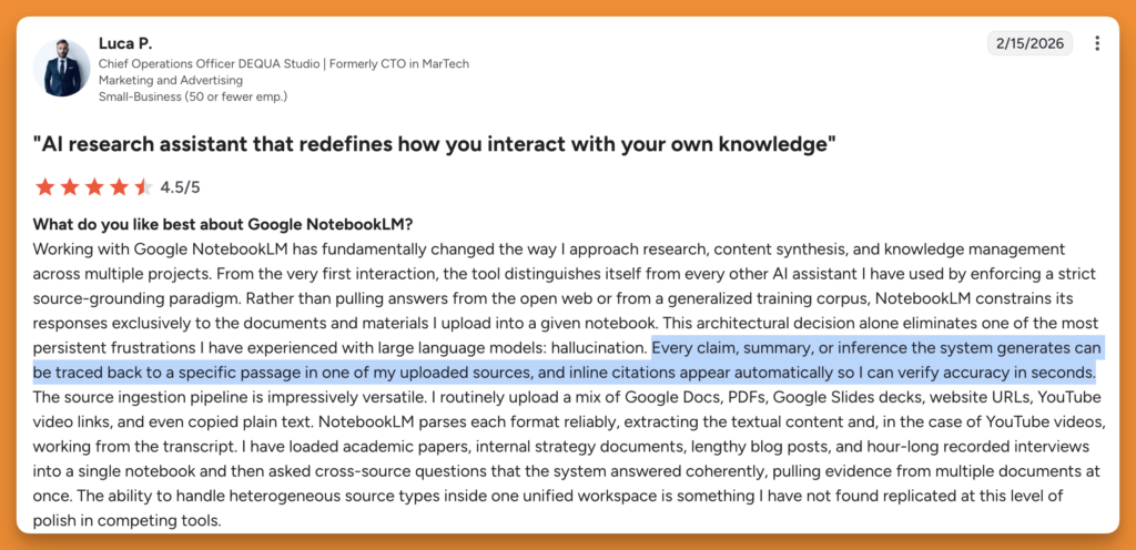 NotebookLM fact checking feature review