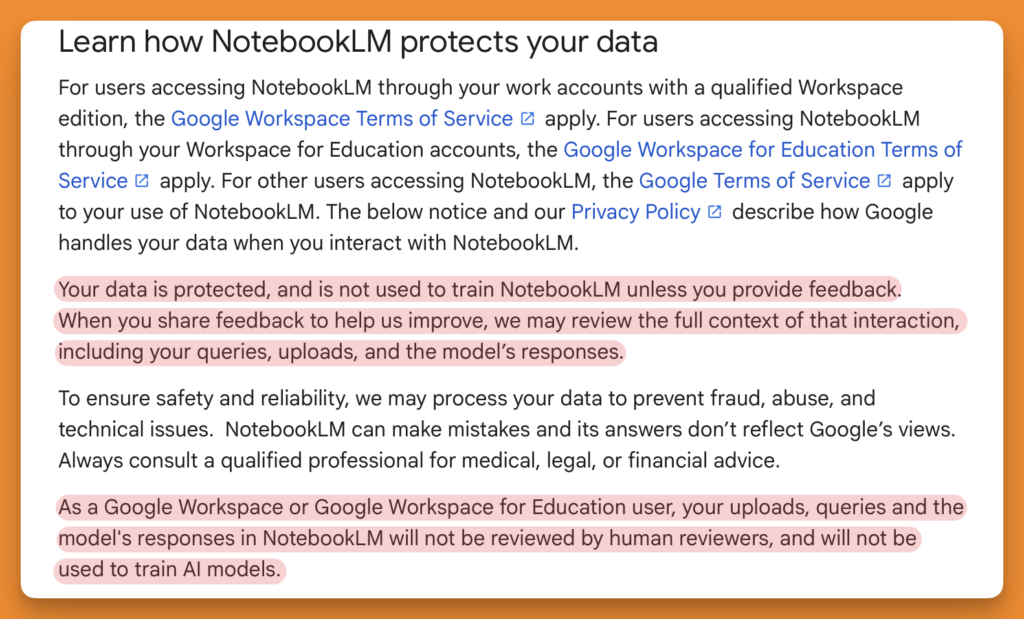 NotebookLM privacy feature